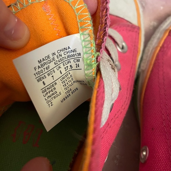 Vintage Converse low tops neon tricolor double tongue from 2007. - Picture 3 of 10